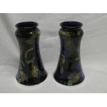 A pair of Royal Stanley ware "Jacobean" tapered vases 8½" high