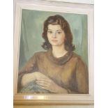 Marjorie Mostyn - oil on canvas Bust portrait of a young lady,