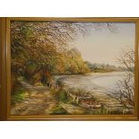 Monica Childs - oil on canvas "St Clements Creek", signed, inscribed to verso,