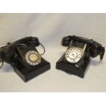 Two vintage black telephones