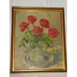 J** Verchank - oil on canvas A study of roses,