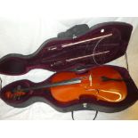 A good quality modern cello by Gear 4 Music in fitted case with two bows