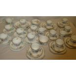 A Shelley china part tea set with floral decoration comprising 7 tea cups, 7 saucers, 7 tea plates,