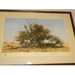 A signed coloured limited edition wildlife print "Arabian Oryx" after David Shepherd,