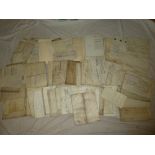 A large selection of mainly 19th century vellum indentures and documents, mainly relating to Sussex,