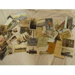 A selection of various military-related postcards, Victorian soldier cabinet photographs,