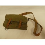 A Continental leather mounted canvas Military magazine ammunition pouch