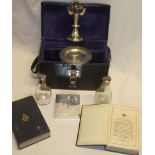 A rare Second War RAF Chaplain's silver communion set comprising silver chalice,