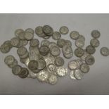 A selection of 85 various pre-1947 silver shillings