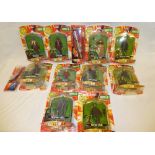Ten Dr Who Series 3 action figures in original boxes together with a Dr Who boxed laser screwdriver