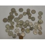 A selection of pre 1947 silver coinage including florins, shillings etc.