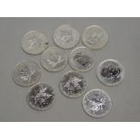 Ten x 2012 Canadian silver 1oz 5 dollar coins