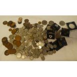 A selection of mixed GB pre-decimal coins together with Foreign coins etc.