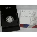 A 2014 Royal Mint Britannia 5oz silver proof coin - boxed with certificate