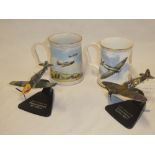 Two Battle of Britain diecast aircraft - Super Marine Spitfire and Messershmitt 109E together with
