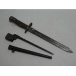 A First War Enfield bayonet with shortened blade and a spike bayonet with scabbard (2)