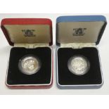 Two silver Piedfort £1 coins - 1983 and 1984, proof,