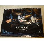 A full size glossy film poster for the 1992 film "Batman Returns"