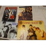 Ten various 1970's-1990's posters including Super Tramp, Elton John, 4 x Take That etc.