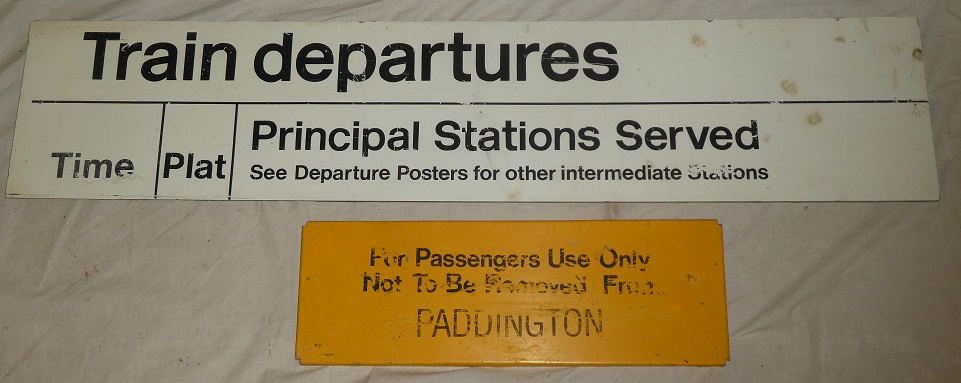 A small enamelled rectangular railway sign "For Passengers Use Only Not To Be Removed From