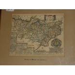 An 18th century hand coloured map of Kent by Richard Blome, 1715 edition of a 1671 map,
