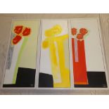 Chris Billington - oils on canvases "Trio (1, 2 and 3)", signed with initials, inscribed to verso,