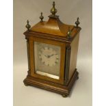 A good quality mantel clock by Wilson & Gill of London with silvered rectangular dial in brass