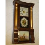 A 19th century American wall clock by Seth Thomas with painted square dial retailed by Bullen