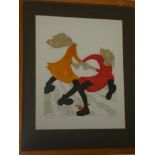 A coloured limited edition print "Dancers to Wild Girls", signed in pencil MC Maident, No.