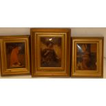 Three Victorian/Edwardian crystoleum panels depicting female portraits