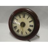 A Black Forest post-alarm wall clock with painted circular dial in polished mahogany case