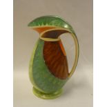 A 1930's Art Deco tapered jug by Myott with green,