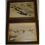 Two old black and white mountaineering photographs "Allalinhorn Ridge/Alphubel Tasch & Dom" 12" x