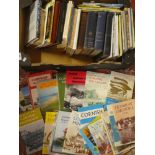 A box containing various Cornish books and pamphlets including The Cornish Coast and Moors,