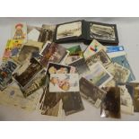 A selection of various black and white and coloured postcards - greetings, Foreign, M. L.