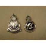 A Second War Metropolitan Police War Reserve lapel badge and a Metropolitan Special Constabulary