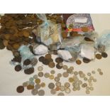 A large selection of mixed pre-decimal coins including pennies, half-pennies etc.