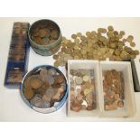 A large selection of pre-decimal pennies, halfpennies, Foreign coins,