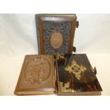 A Victorian brass mounted coromandel family photograph album (empty) and two other various empty