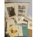 Various paperwork, photographs including scenic views, booklets, illustrations,