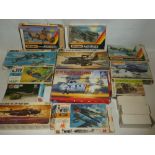 A selection of various boxed model kits, mainly aircraft including Revell Arado Bomber,