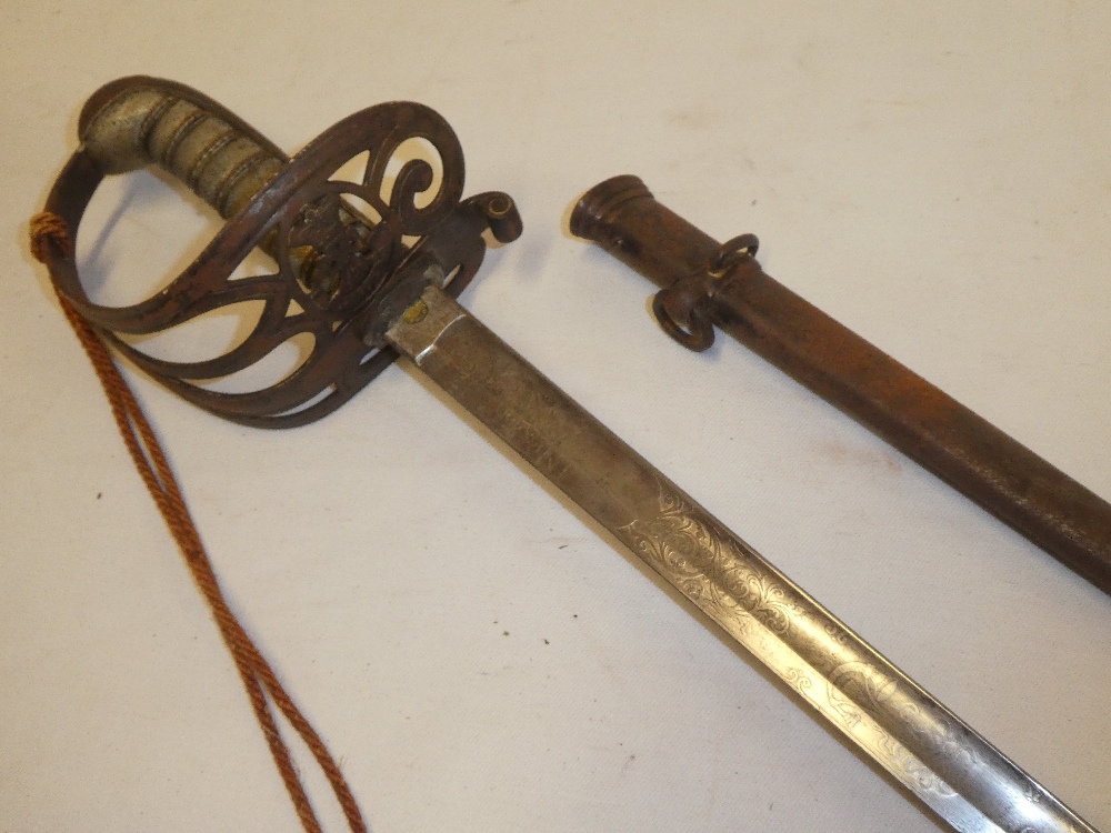 A Victorian Rifle Volunteer's Officer's sword with 32" etched steel blade,