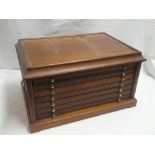 A modern mahogany six drawer coin collector's chest,