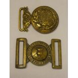 A brass Ordinary Ranks Royal Aberdeenshire Regiment buckle and one other Victorian Officer's buckle