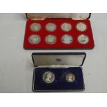 A 1977 Queen's Silver Jubilee set of eight silver proof crowns including Jersey, Guernsey,