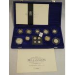 A United Kingdom Millennium silver 13 piece proof coin set (1p - Millennium Crown,