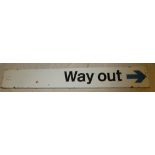A British Railways enamelled double-sided railway direction sign "Way Out" 10" x 72"