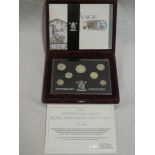 A 1996 United Kingdom silver anniversary collection seven piece silver coin set 1p - £1 cased with