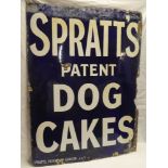 A rectangular enamelled advertising sign "Spratt's Patent Dog Cakes" marked "Spratt's Patent Ltd.