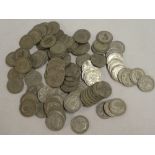 A selection of over 95 various pre-1947 silver florins